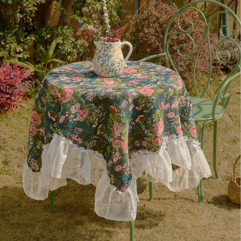Pink Peony Ruffle Table Cloth