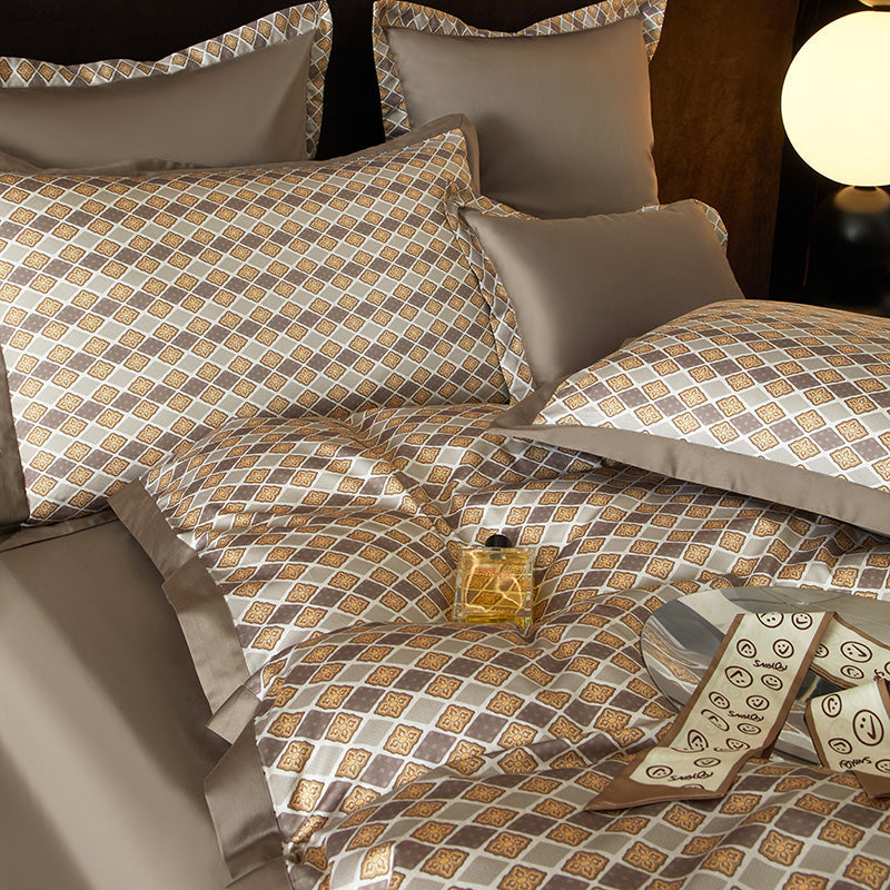 Lumiera Trellis Printed Luxury Egyptian Cotton Bedding Set
