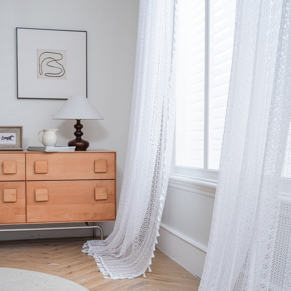 Soft Glow Lace & Fringe Curtain
