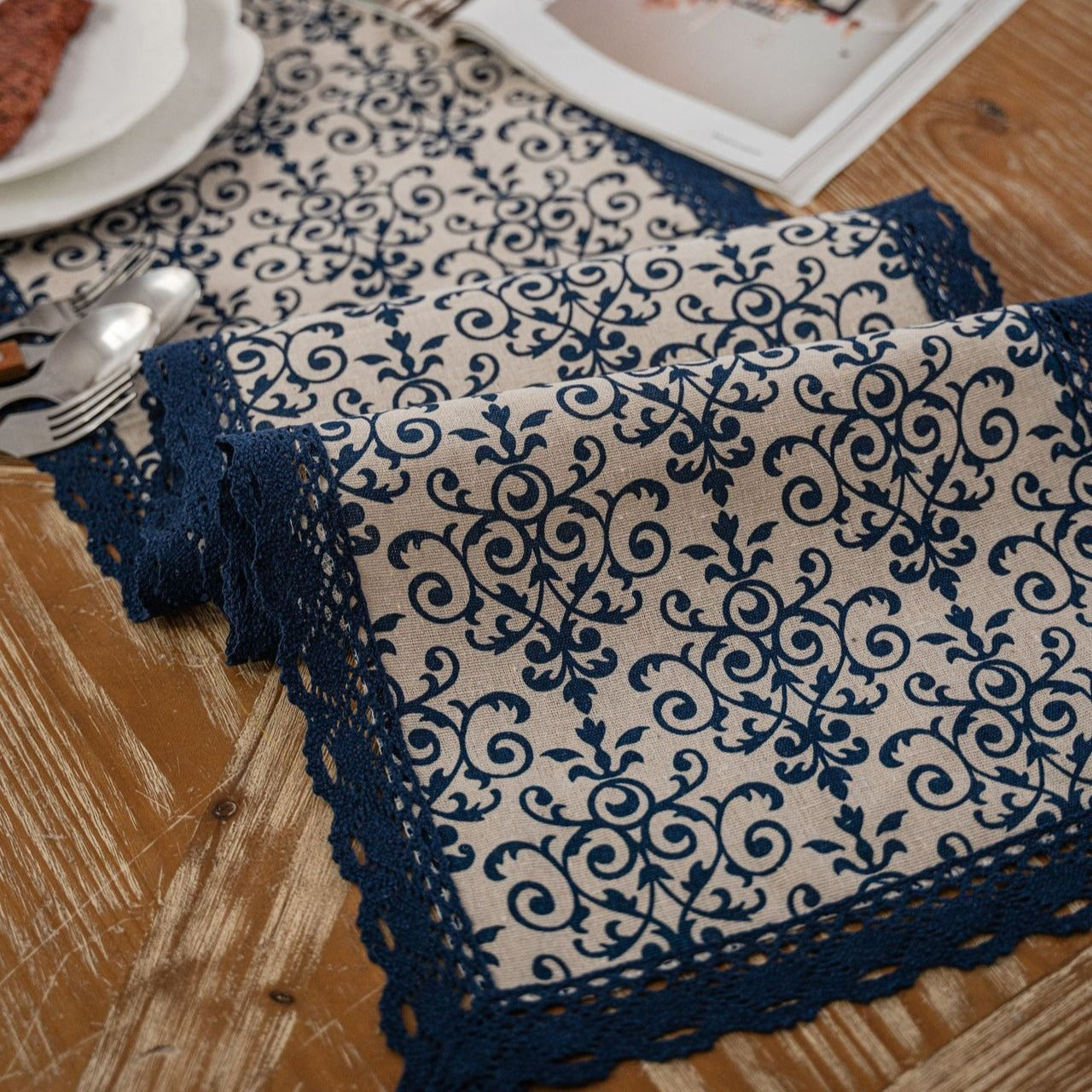 Natural Scroll Table Runner