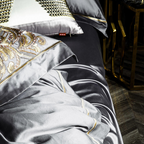 Lezkira Vibrant Grey Luxury Embroidery Egyptian Cotton Bedding Set