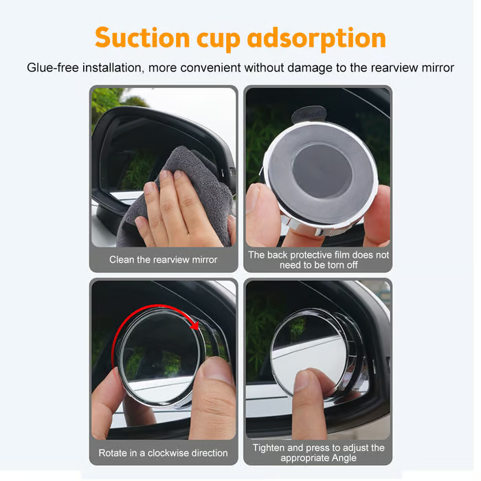 Suction Cup Car Convex Blind Spot Mirror (1 Set/2 Pcs)