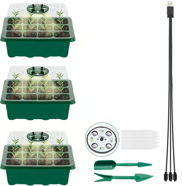 🌱 Adjustable Humidity Seed Starter Trays with Grow Light