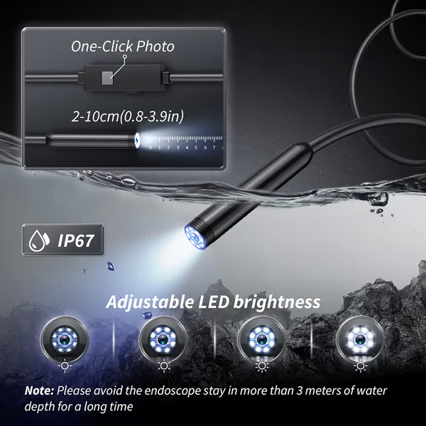 🔎 Plug-and-Play Endoscope Camera – Compatible with Android & iPhone & ipad for Direct Connection