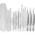 🧼 Clear Skin Essential! 🔥15-Piece Blackhead & Pimple Remover Kit with Stainless Steel Tools + Metal Case