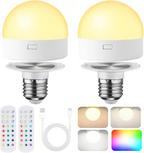 🏆Flash Sale⚡ 50K+ SOLD! Almost Gone-💥Rechargeable Light Bulbs with Remote Control, Battery Operated Light Bulb for Sconce and Lamp, 3 Color Temperature Dimmable E26 Wireless Detachable LED Charging Bulb，Best gifts