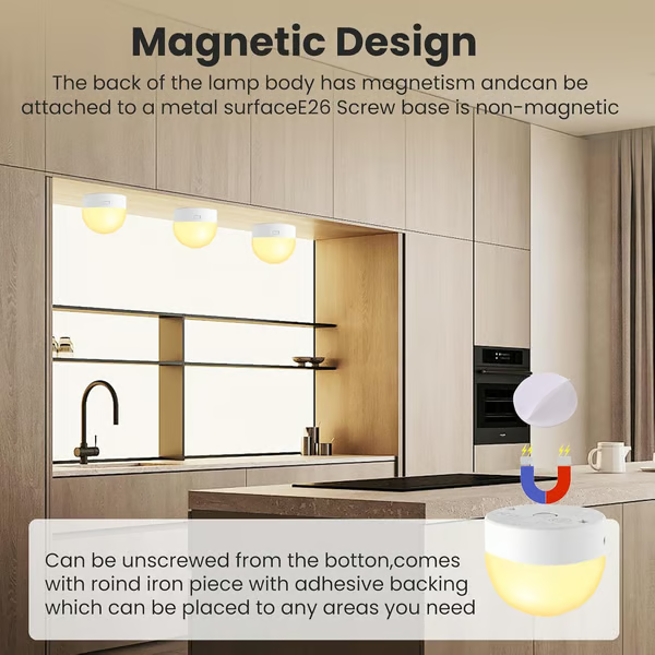 🏆Flash Sale⚡ 50K+ SOLD! Almost Gone-💥Rechargeable Light Bulbs with Remote Control, Battery Operated Light Bulb for Sconce and Lamp, 3 Color Temperature Dimmable E26 Wireless Detachable LED Charging Bulb，Best gifts