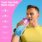 🏆Flash Sale⚡ 50K+ SOLD! Almost Gone-💥Time Marked Leakproof Water Bottle - Wide Mouth, Easy Clean, for Active Lifestyles