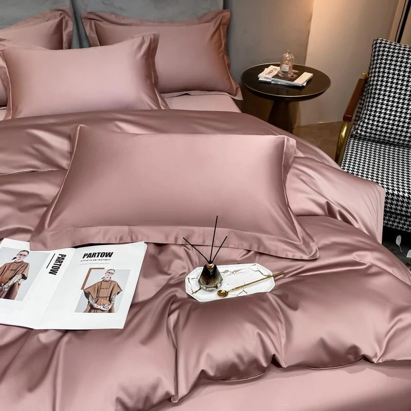Neo Rosy Brown Silky Egyptian Cotton Bedding Set