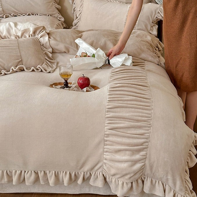 Chateau Ruffle Velvet Bedding Set