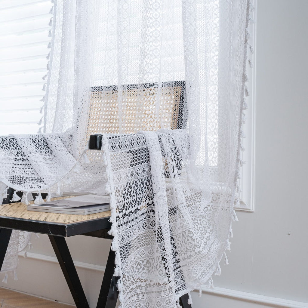 Soft Glow Lace & Fringe Curtain