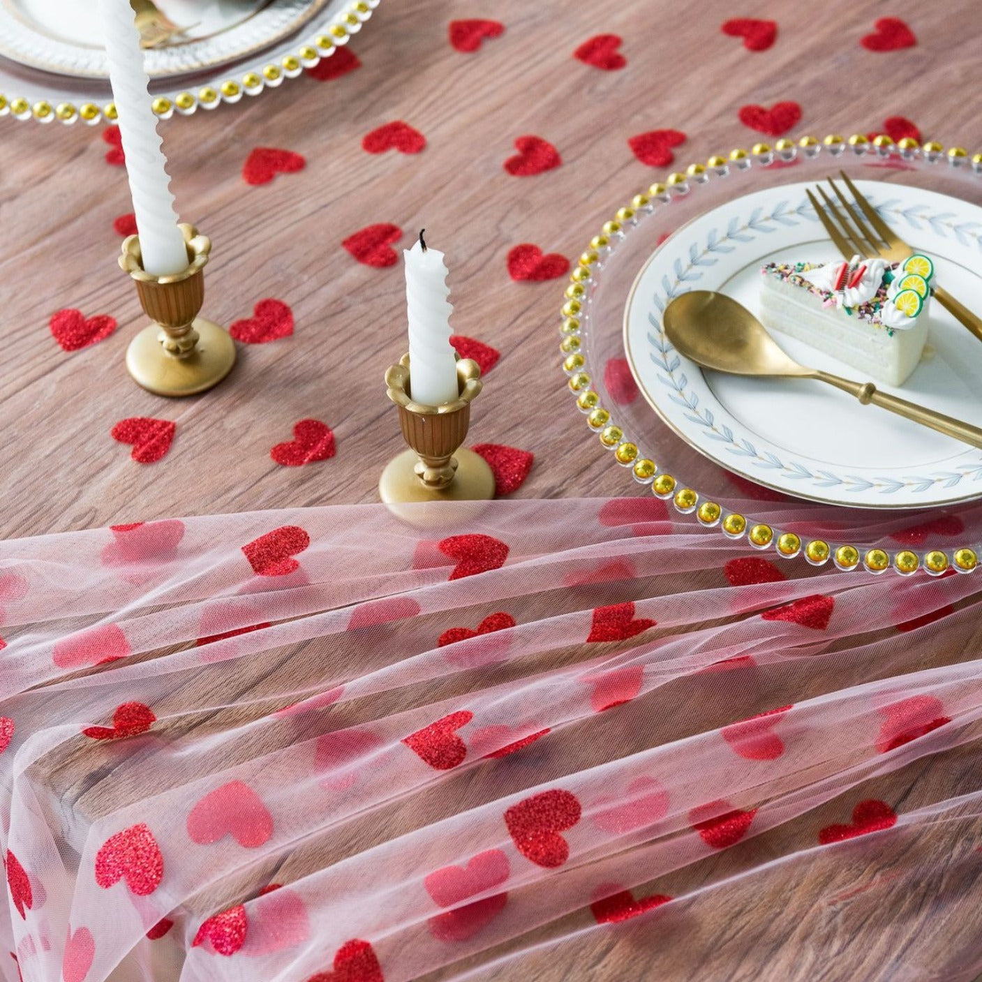 Love Heart Mesh Tablecloth