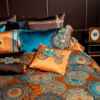 Omera Rounded Jacquard Egyptian Cotton Satin Bedding Set