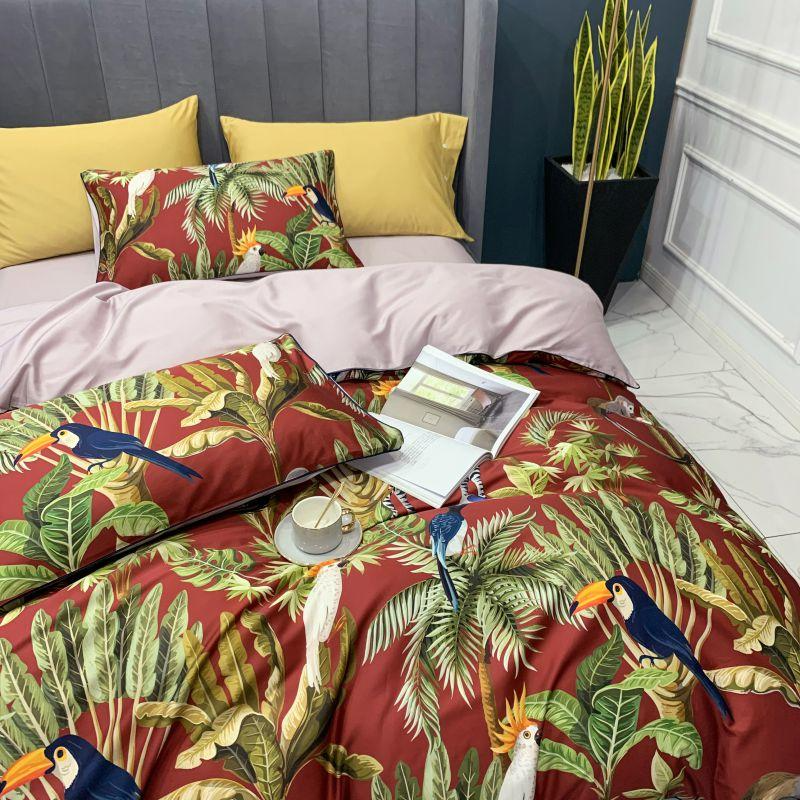 Exotic Garden Red Egyptian Cotton Bedding Set
