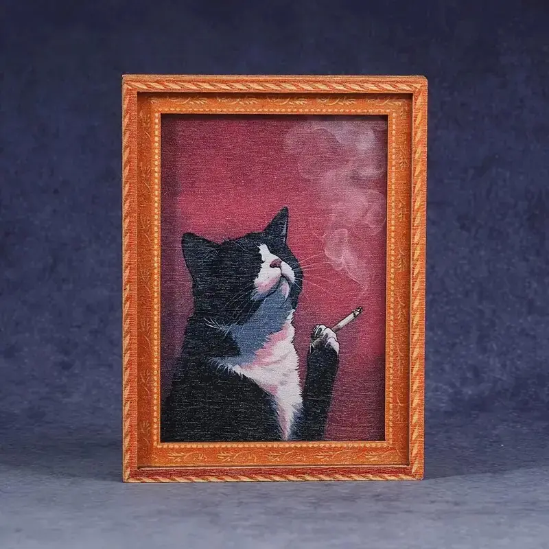 Funny Cat Fridge Magnet - Vintage Art Frame