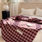 Raspberry Check Summer Quilted Blanket