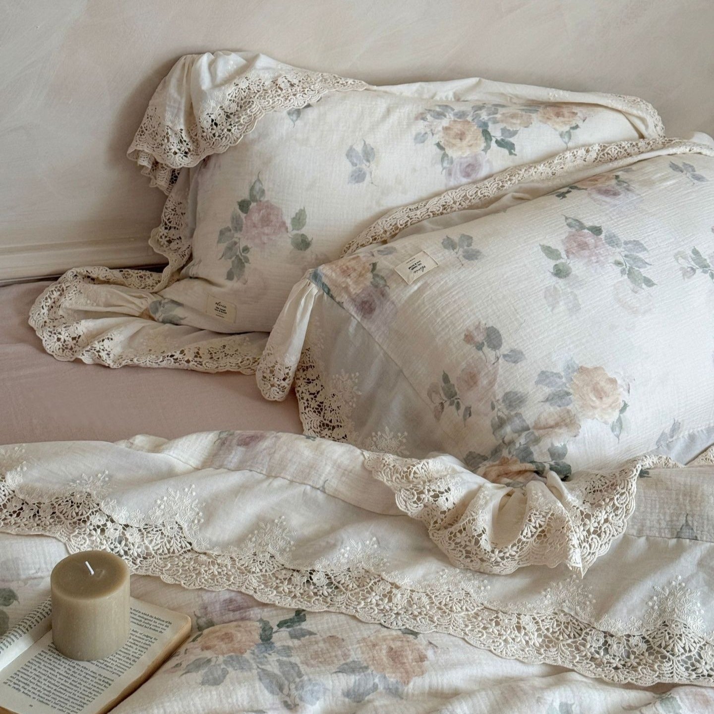 Perpetua Rosy Lace Bedding Set