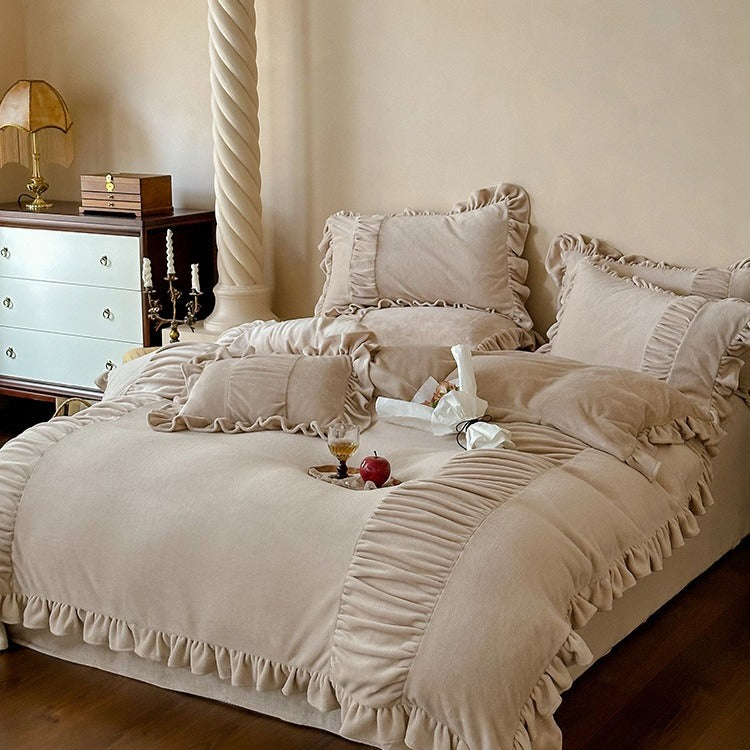 Chateau Ruffle Velvet Bedding Set