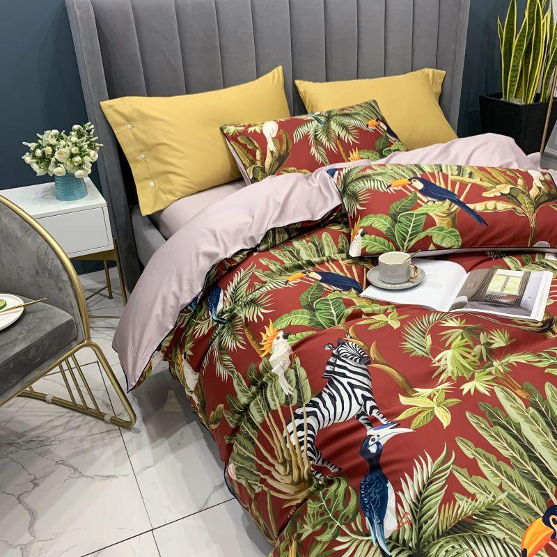 Exotic Garden Red Egyptian Cotton Bedding Set
