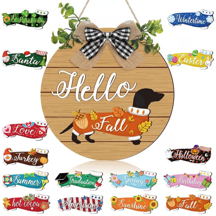 16pcs Interchangeable Dachshund Sign Dog Welcome Sign