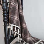 Chocolate Plaid Tassel Curtain