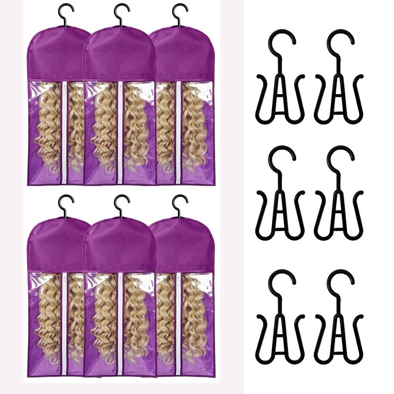 6PCS Wig Storage Bags with Hanger, 23.6" x 11.8"Wig Storage for Multiple Wigs