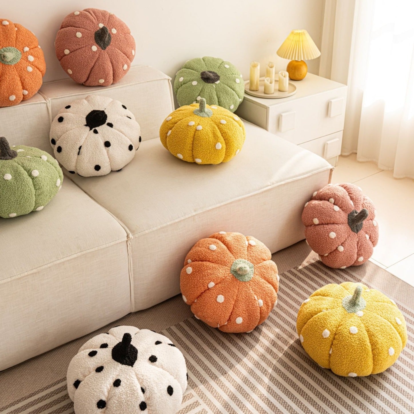 Cottage Pumpkin Dot Pillow