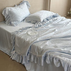 Vivian Bow Jacquard Summer Quilted Blanket Set