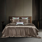 Solenne Mink Bronze Openwork Trim Luxury Pure Mulberry Silk Bedding Set
