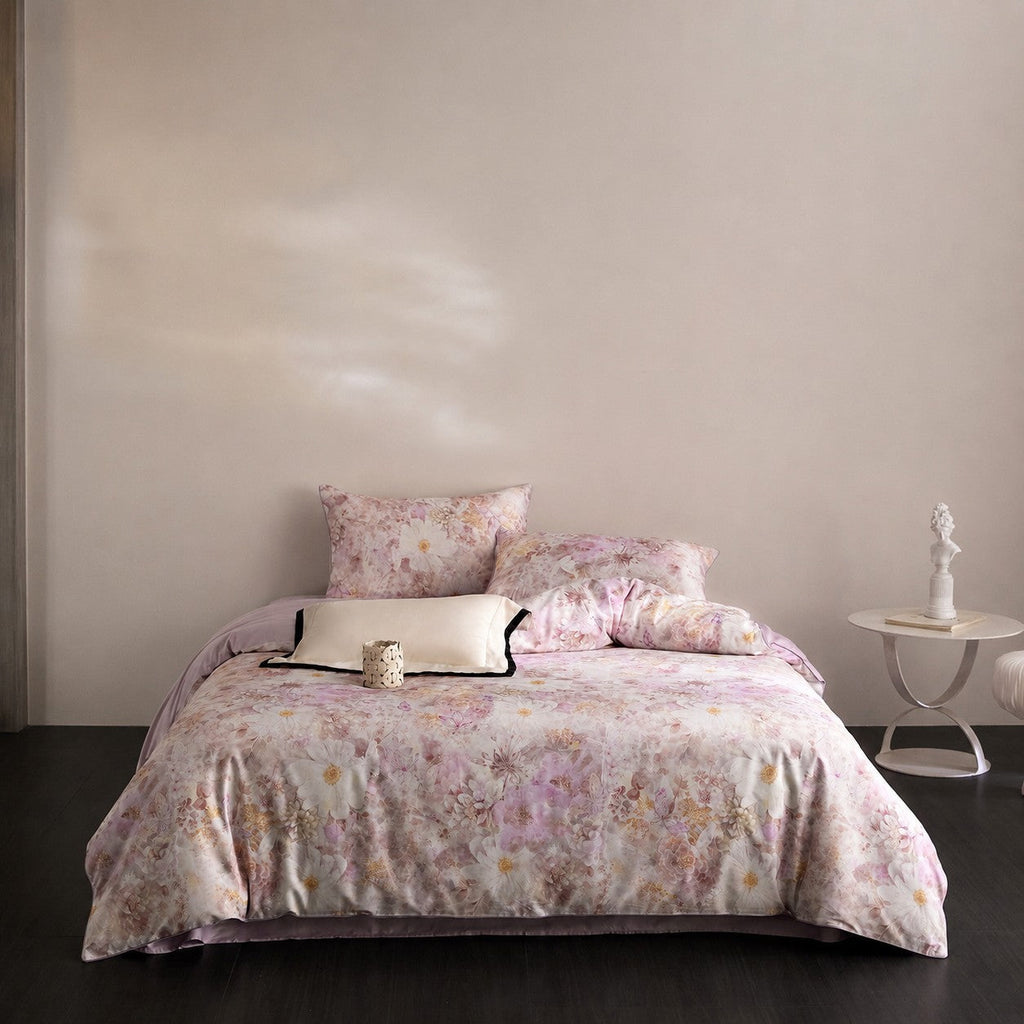 Elara Watercolor Floral Egyptian Cotton Bedding Set