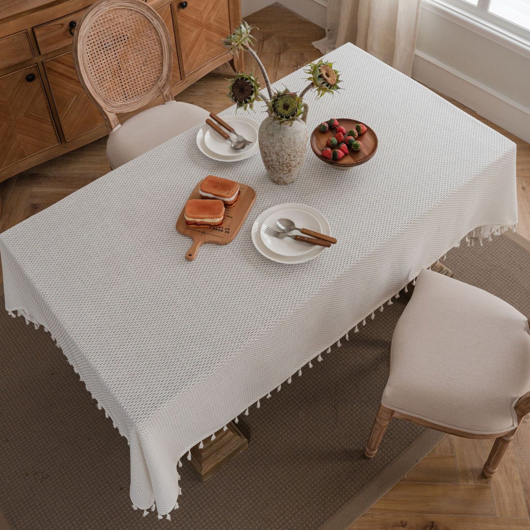 Waffle Tassel Tablecloth