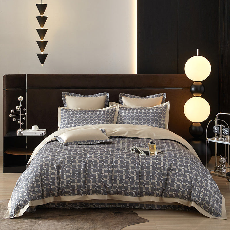 Alaric Chain Printed Luxury Egyptian Cotton Bedding Set