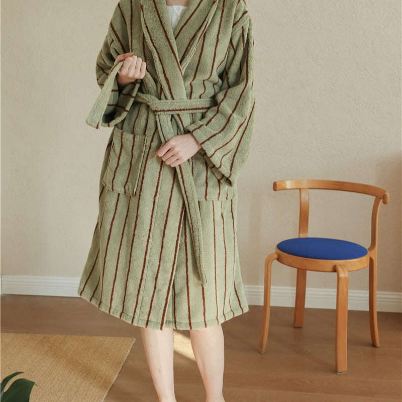 Nostalgic Soft Striped Bathrobe