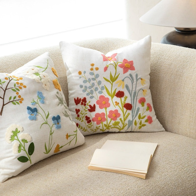 Folk Garden Embroidered Cushion