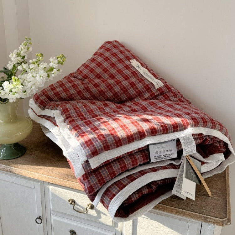 Cherry Check Summer Quilted Blanket