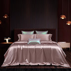 Solenne Magnolia Pink Openwork Trim Luxury Pure Mulberry Silk Bedding Set