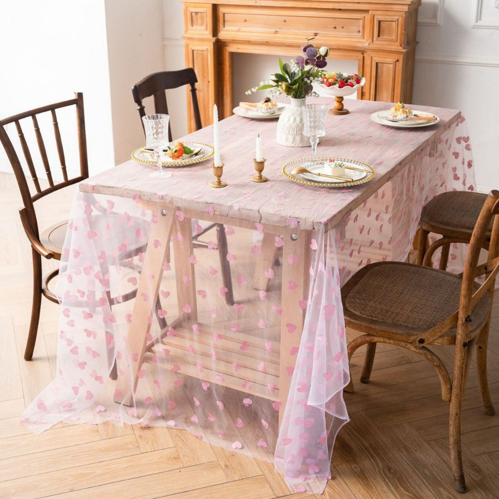 Love Heart Mesh Tablecloth