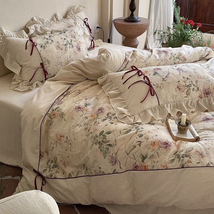 Oil Painting Floral Bedding Set