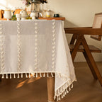 Farmhouse Pom Pom Tassel Tablecloth