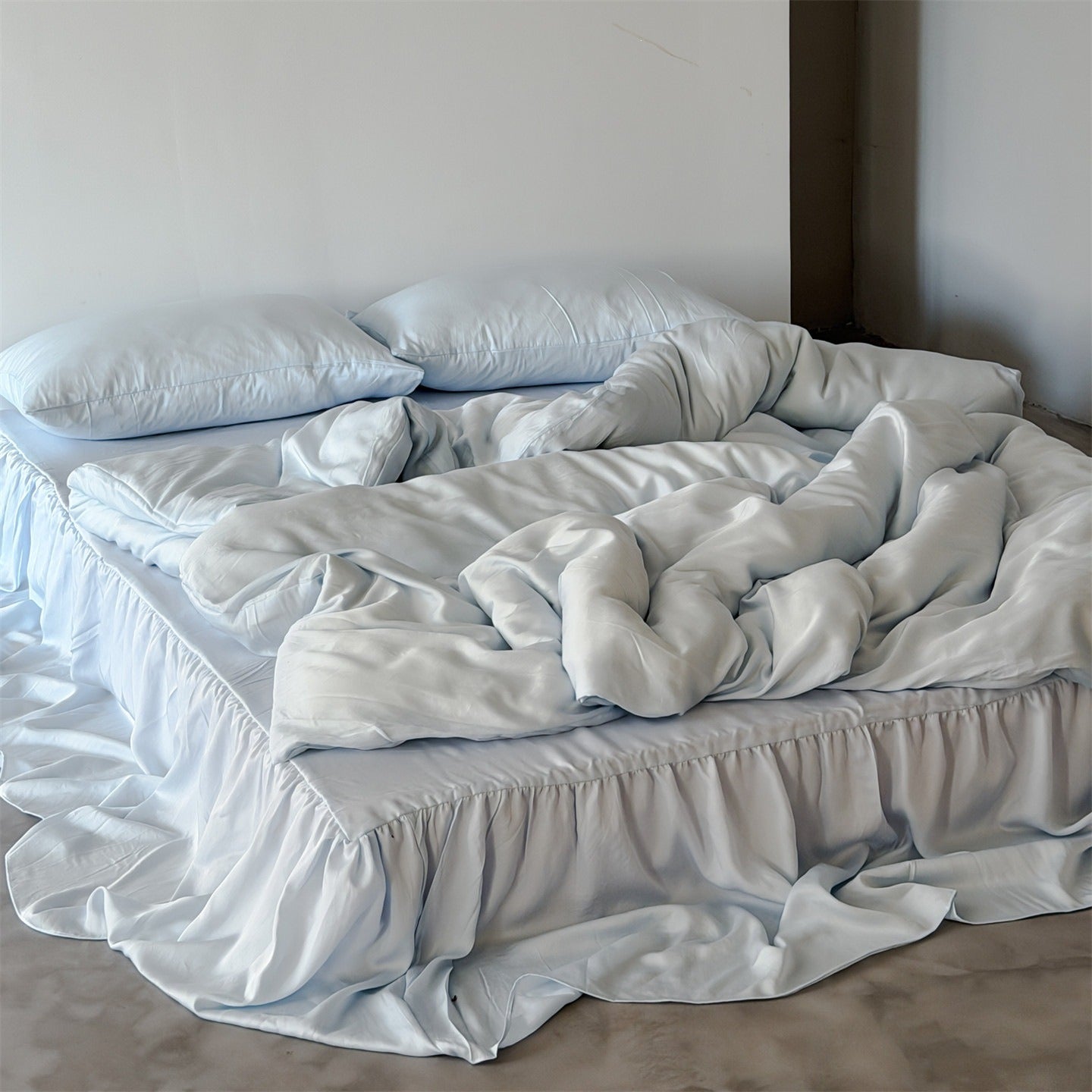 Ruffle Skirt Silky Bedding Set