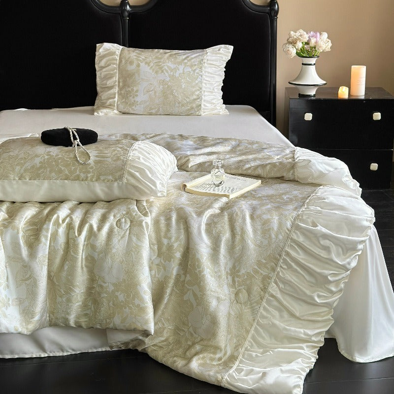 Parisian Ruffle Lyocell Summer Quilted Blanket