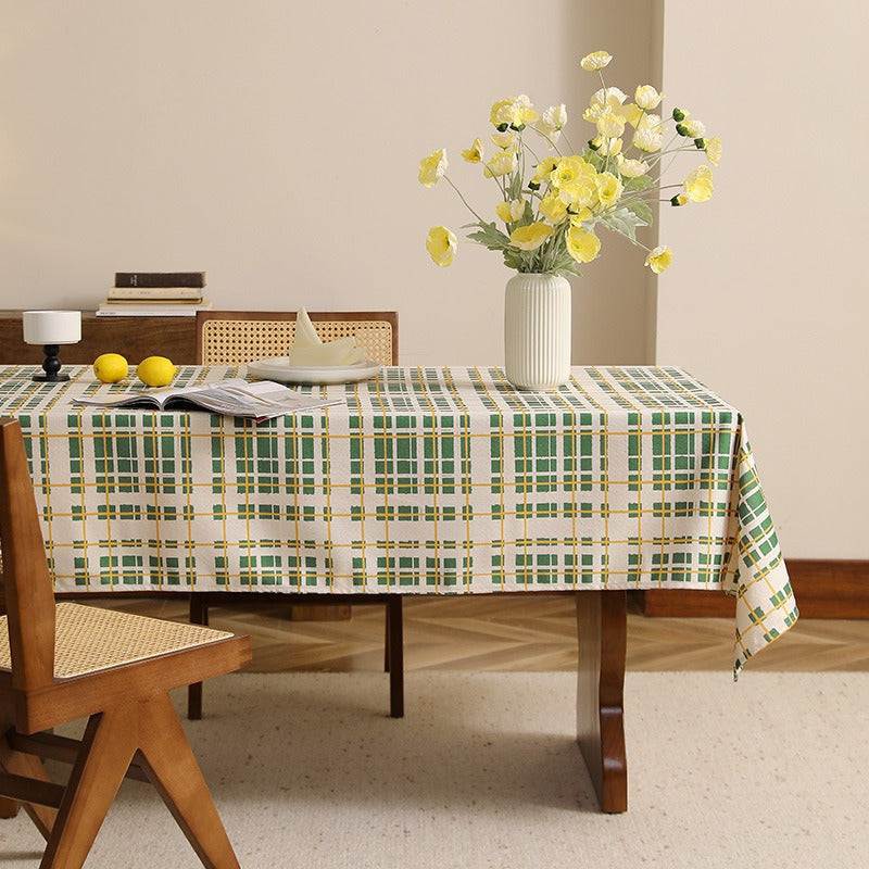 Lime Plaid Tablecloth