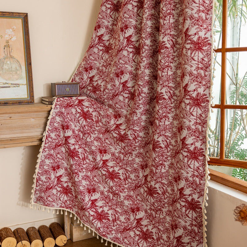 Red Palm Tassel Curtain