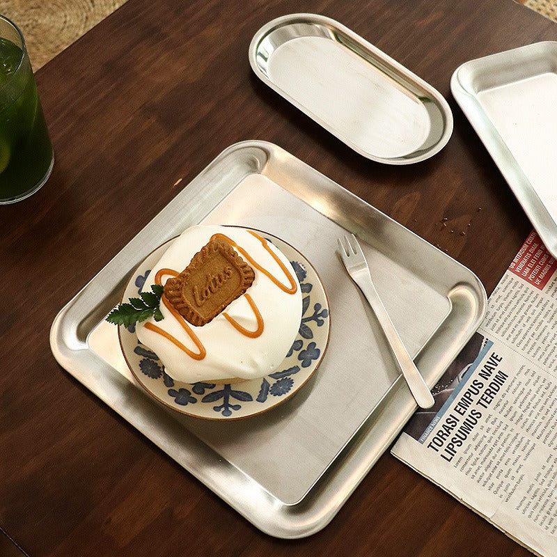 Dessert Time Metal Silver Tray