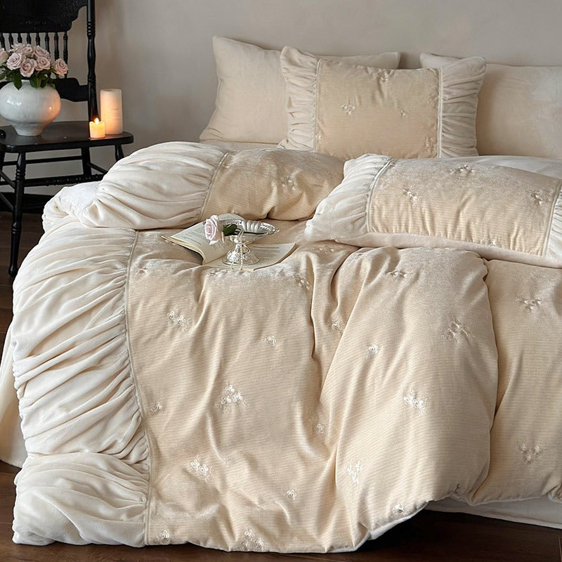 Floral Ruched Bedding Set