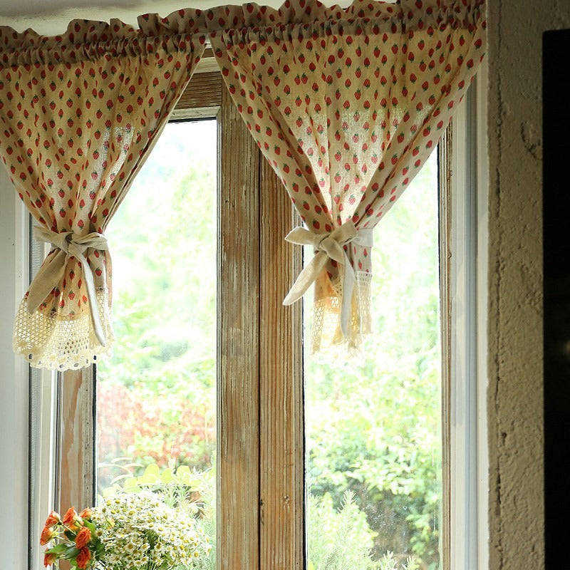Creamy Strawberry Cabinet Curtain