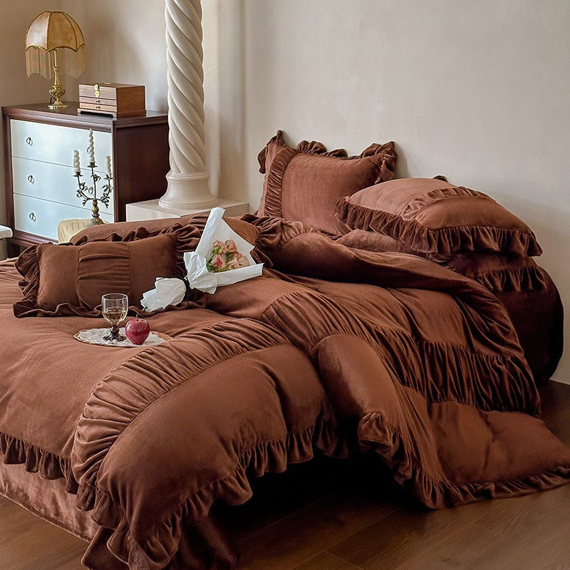 Chateau Ruffle Velvet Bedding Set