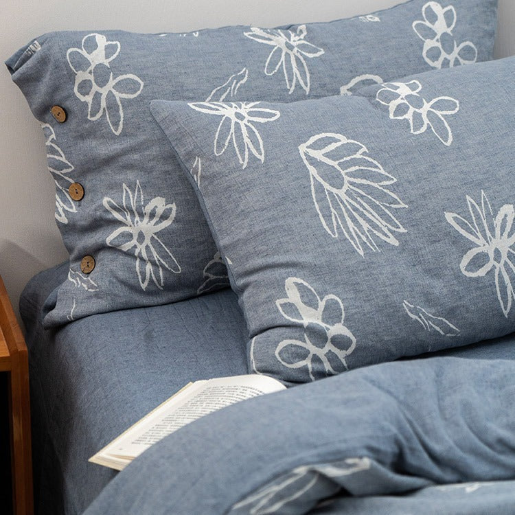 Wabi Sabi Floral Cotton Linen Bedding Set