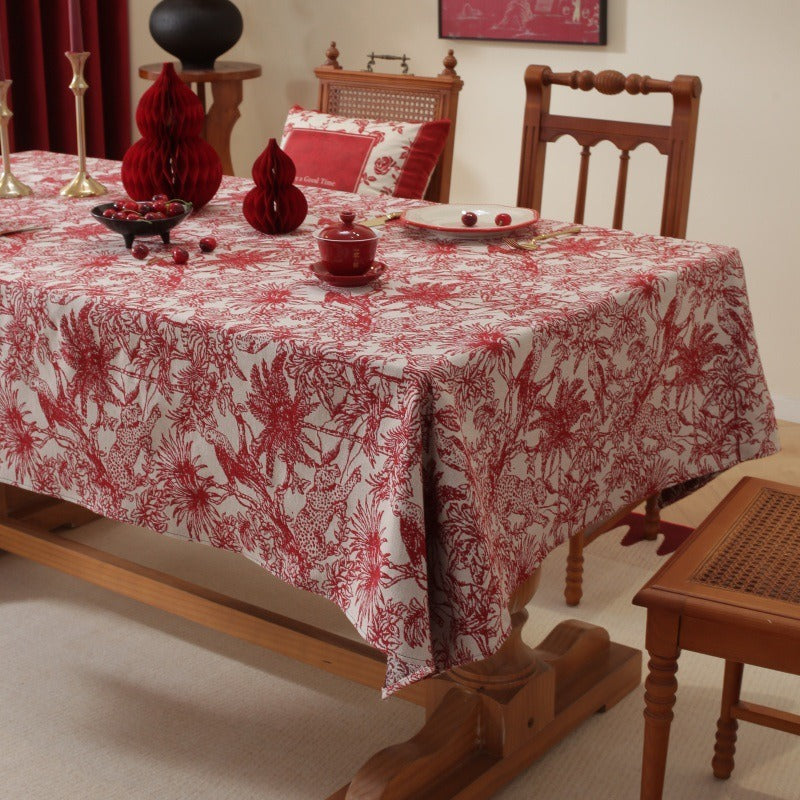 Red Palm Tablecloth