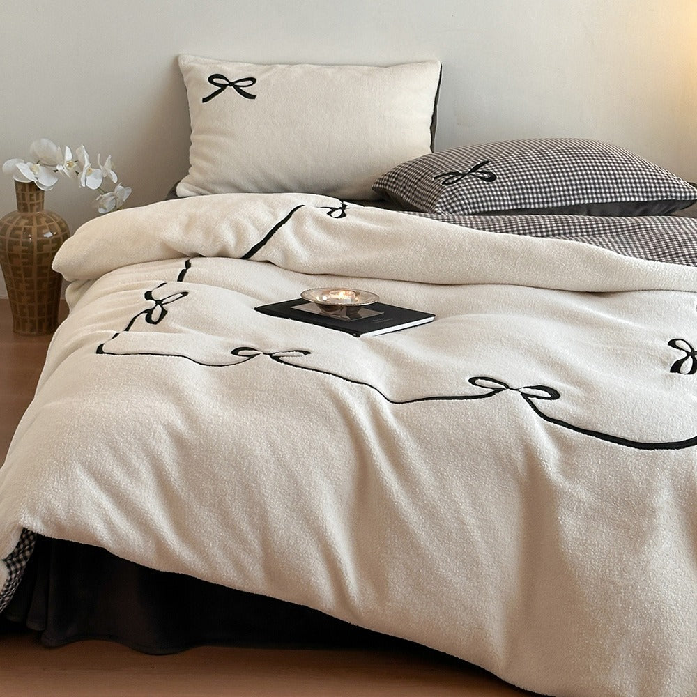 Ribbon Letter Fluffy Bedding Set